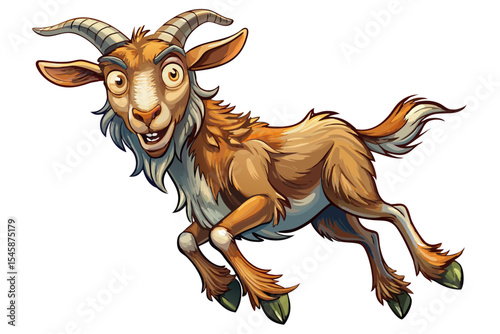confused goat tilting its head with raised eyebrows on a white background vector great for educational visuals, animal comics, or expressive designs