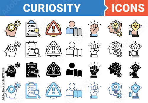 Curiosity banner icon set with multiple style collection.	