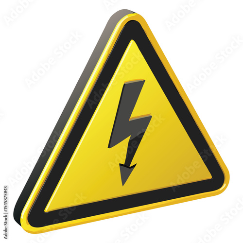 High voltage hazard warning triangle sign electrical safety symbol caution danger risk electricity current power