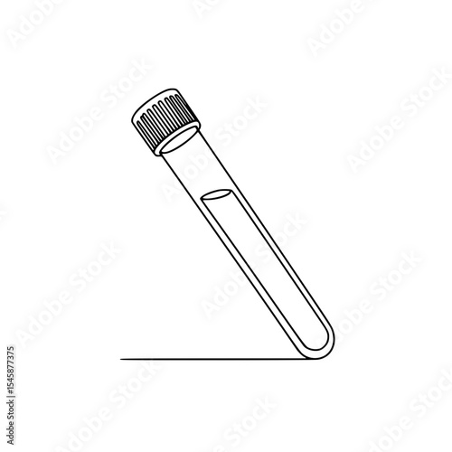 Isolated vector line drawing of a laboratory test tube on transparent background  