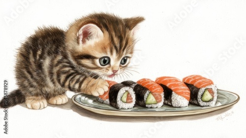 A cute chef cat in an apron cooking pasta in a cozy kitchen with floating ingredients and steam rising from the pot