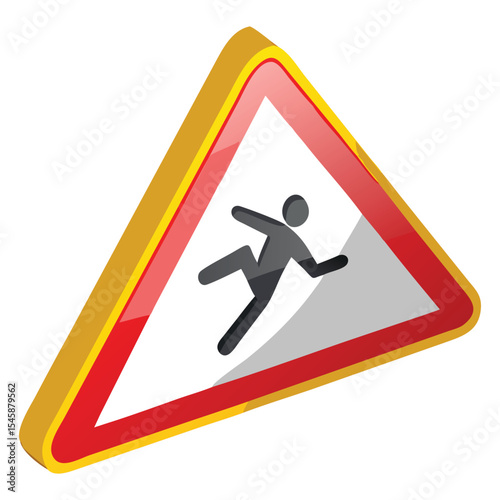 Caution slippery surface sign hazard alert warning accident prevention floor safety icon symbol attention