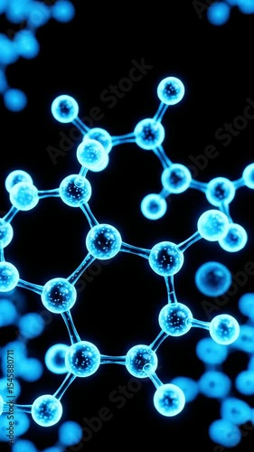 Exploring the beauty of molecular structures illuminated in vibrant blue light