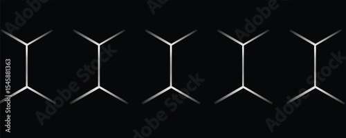 Dark hexagon abstract technology background with blue and green colored bright flashes under hexagon. Hexagonal gaming vector tech illustration black abstract background.