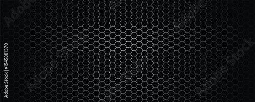 Dark hexagon abstract technology background with blue and green colored bright flashes under hexagon. Hexagonal gaming vector tech illustration black abstract background.