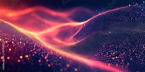 Abstract red and pink particle wave background