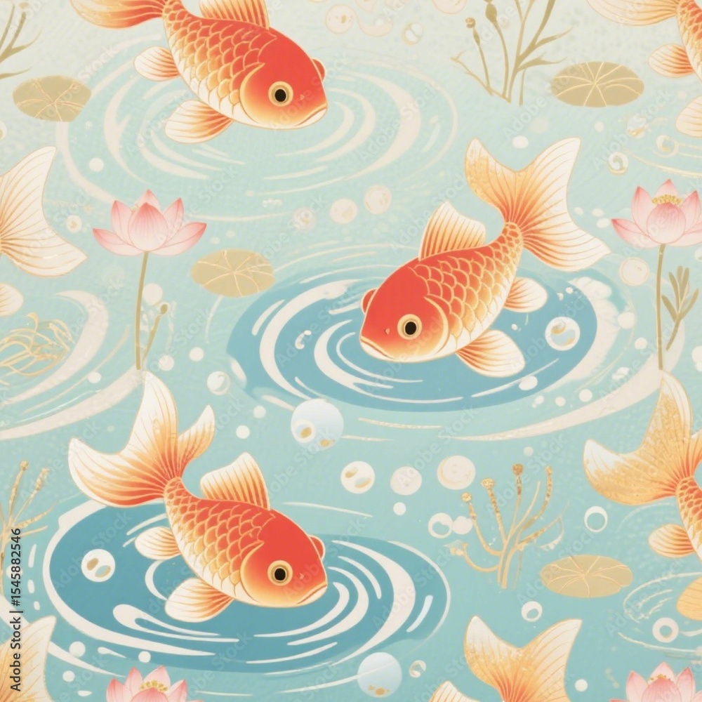 Naklejka premium 金魚 イラスト 魚 鯉