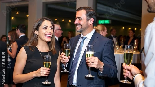 Elegant celebration with champagne flutes in a festive atmosphere