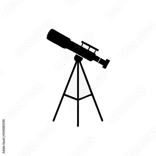 Telescope Silhouette Icon on Tripod Astronomy Vector