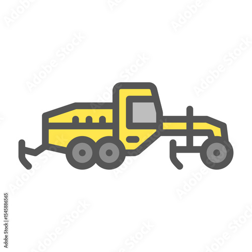 Motor grader filled outline icon. scraper color line illustration.