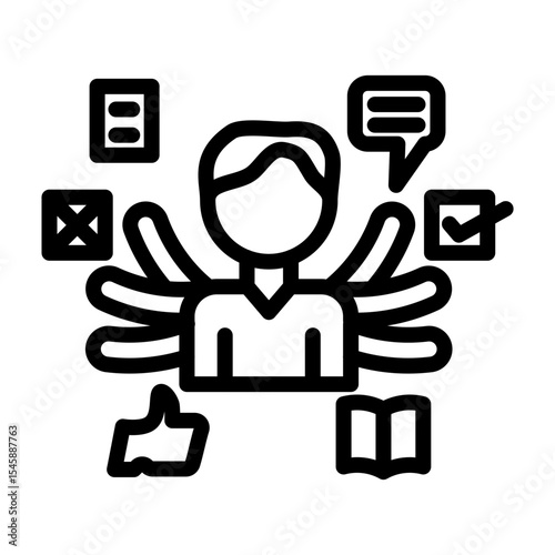 Multi Tasking Vector Line Icon Design