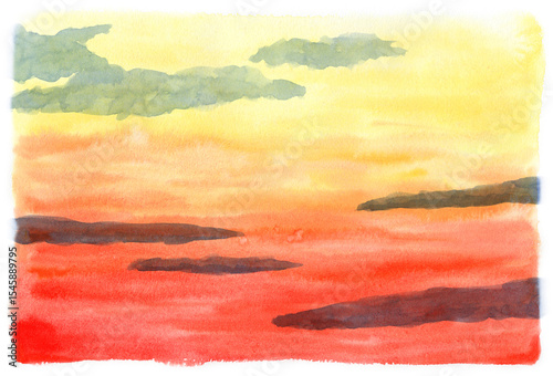 アナログ水彩夕焼け空