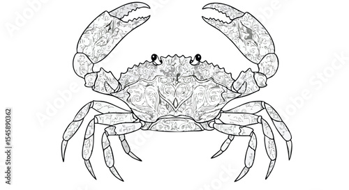 Crab With Florals – Animal Coloring Page Design	