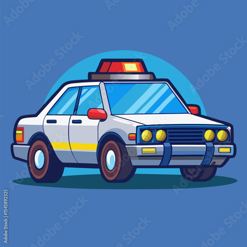 Police Car with Flashing Lights – Emergency Response, Law Enforcement, and Public Safety Illustration