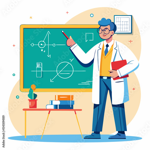 Professor Explaining Complex Math Equations – Advanced Mathematics, Academic Teaching, and Educational Concept Illustration
