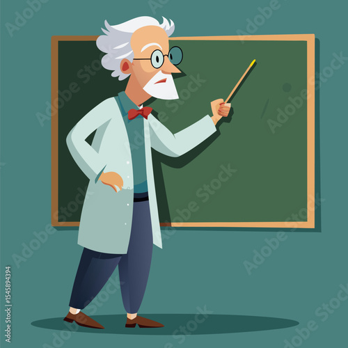 Professor Writing on a Chalkboard – Education, Teaching, and Academic Lecture Illustration
