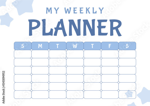 Minimal Blue Weekly Planner Page Layout