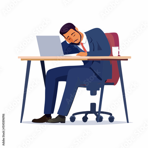 Tired businessman sleeping with feet up on desk