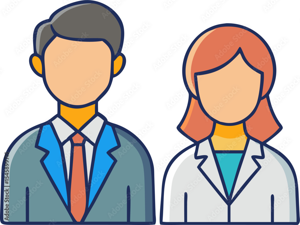 Male and Female Business Executives – Professional Teamwork, Corporate Leadership, and Office Collaboration Illustration Male and Female Business Executives – Professional Teamwork, Corporate Leadership, and Office Collaboration Illustration