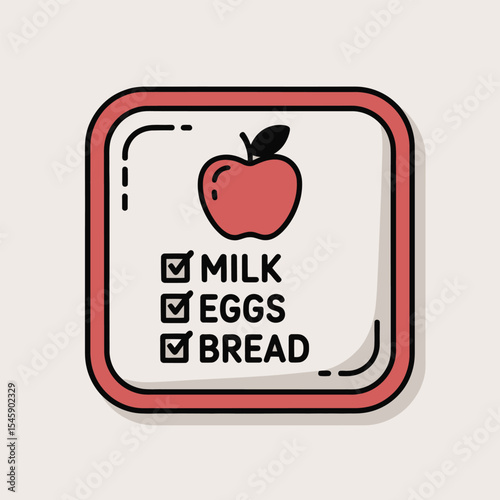 Red Shopping List Apple Milk Eggs Bread Checklist grocery list