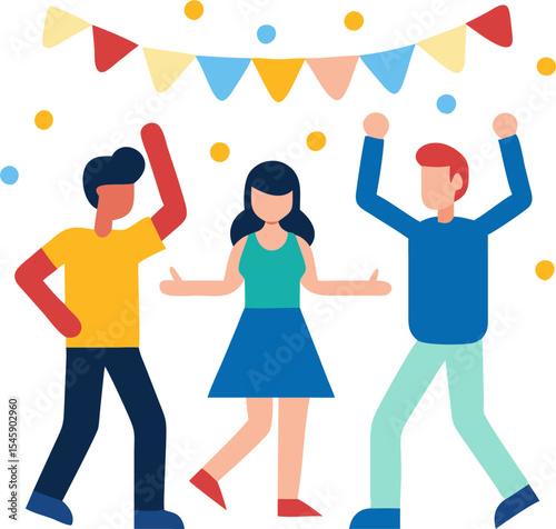 People Dancing at a Social Event Illustration Representing Celebration, Joy, and Community Gathering
