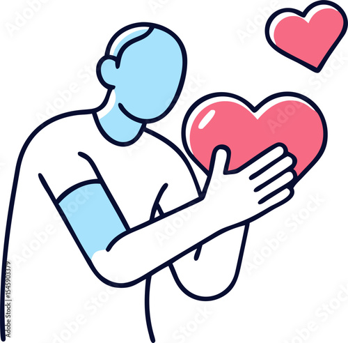 Person Holding a Heart Illustration Representing Love, Care, Compassion, and Emotional Support
