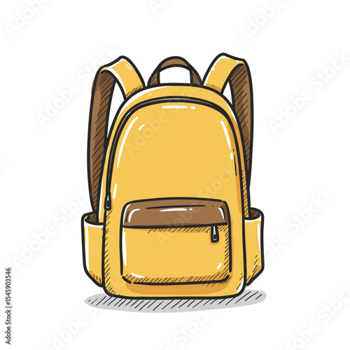 Yellow Backpack Illustration: Perfect for school, travel, hiking, camping, and everyday adventures, this cute backpack is a versatile icon for learning, exploration, and preparedness.