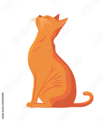 An illustrated orange cat sitting gracefully, eyes closed in contentment.