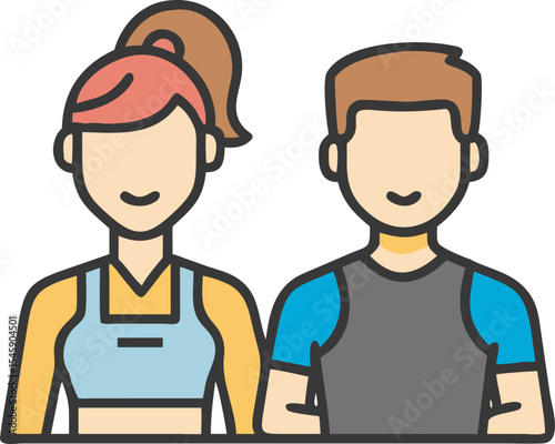 Personal Trainers Male and Female Illustration Representing Fitness Coaching, Health Guidance, and Active Lifestyle Support