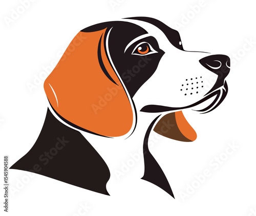 Illustration of a beagle dog with a prominent profile and expressive eyes.