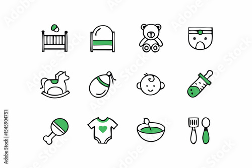 Medical health vector icon set illustration design. Medical test set of elements. Test tubes, microscope, flasks.