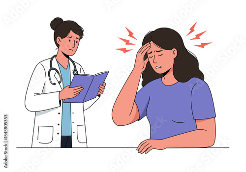 Doctor Discussing Medical Issue With Patient Experiencing Headache