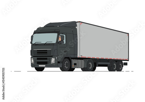 Modern Semi Truck with Cargo Trailer Illustration