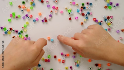 Child cubes and the word home. Selective focus.