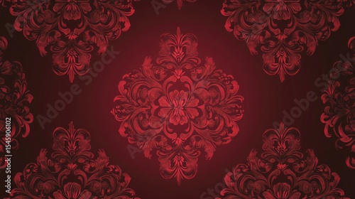 Ornate maroon damask pattern
