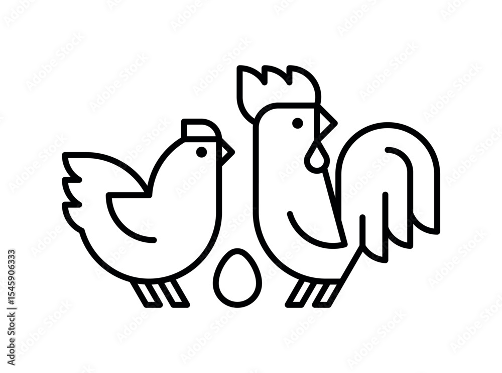 Fototapeta premium Farm animals logo Rooster and chicken. Icon design. Template elements