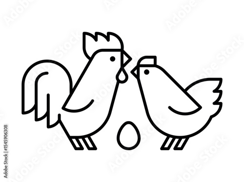 Farm animals logo Rooster and chicken. Icon design. Template elements