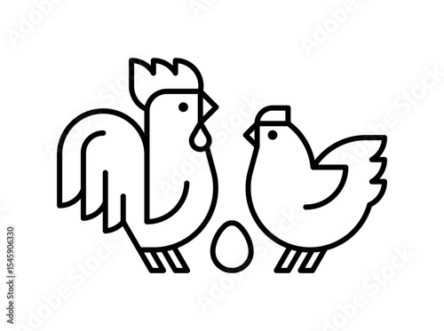 Farm animals logo Rooster and chicken. Icon design. Template elements