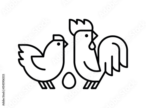 Farm animals logo Rooster and chicken. Icon design. Template elements