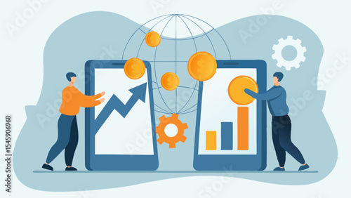 Global Financial Growth and Investment Strategy with Digital Technology and Teamwork for Success and Profitability