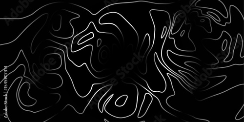 Minimal Black Background with Light Wavy Contour Lines and Flow Texture.