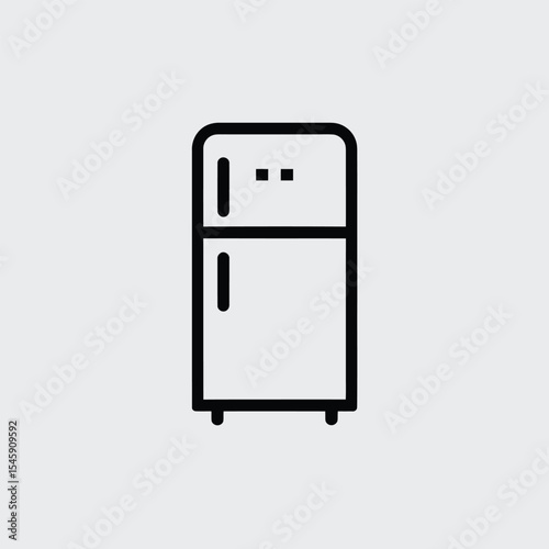 Black Line Art Refrigerator Icon Two Doors fridge