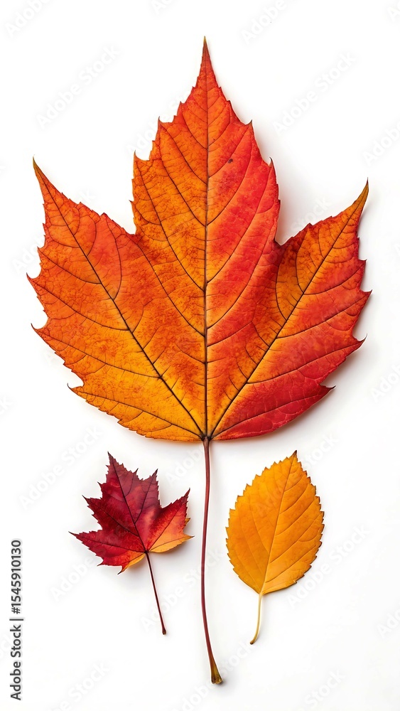 Obraz premium Three autumn leaves isolated on white background