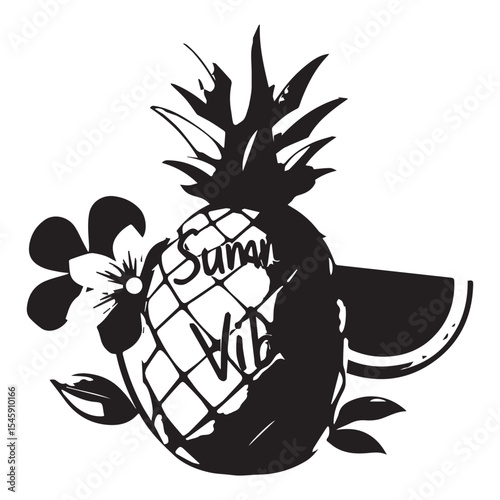Summer vibes pineapple watermelon tropical fruit design