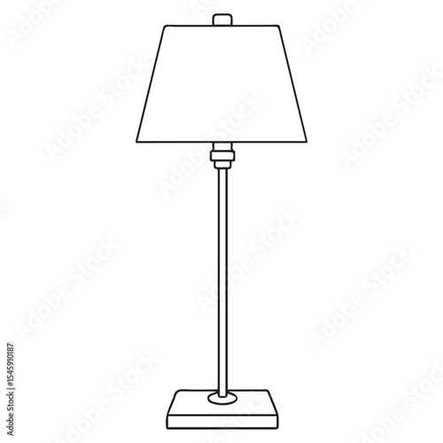 Simple line drawing of a modern table lamp
