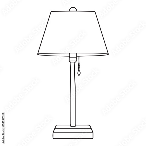 Simple line drawing of a table lamp with shade