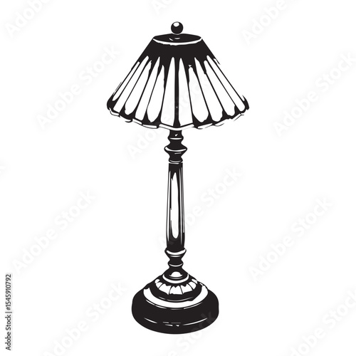 Elegant black and white table lamp illustration