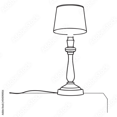 Simple line drawing of a table lamp with cord