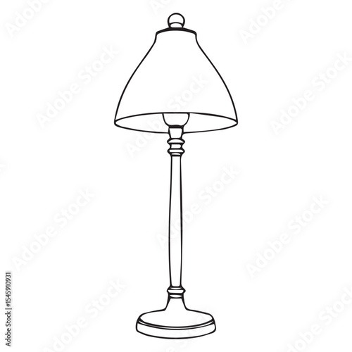 Elegant table lamp line art illustration