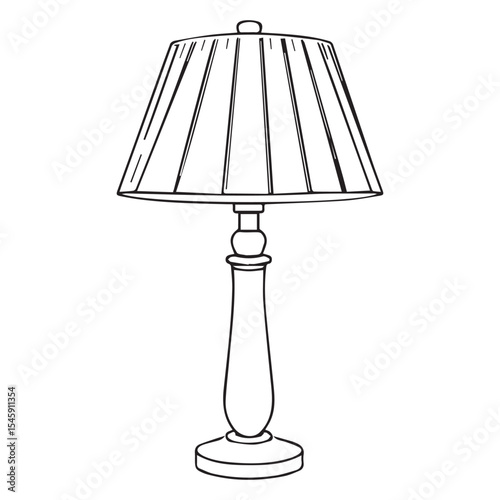 Elegant table lamp line drawing illustration